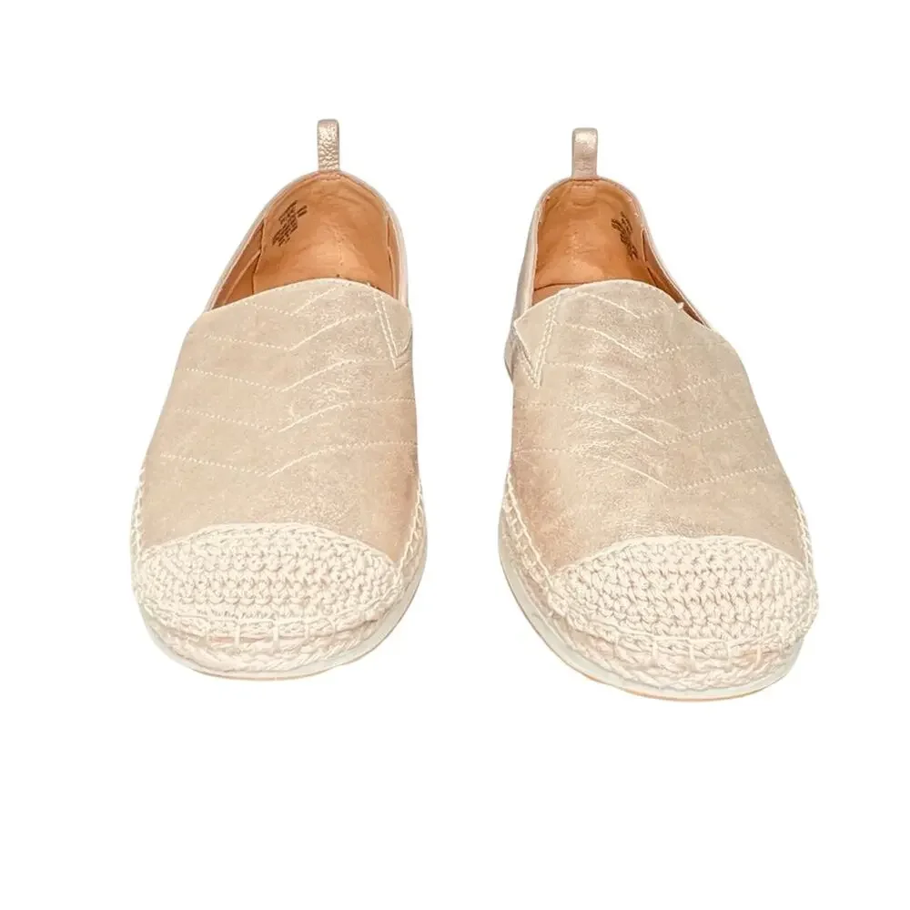 Crown Vintage Espadrille Shoes 9.5 M Flats Cadenne Gold Metallic Jute Slip On